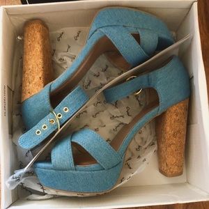Denim Cork Heels